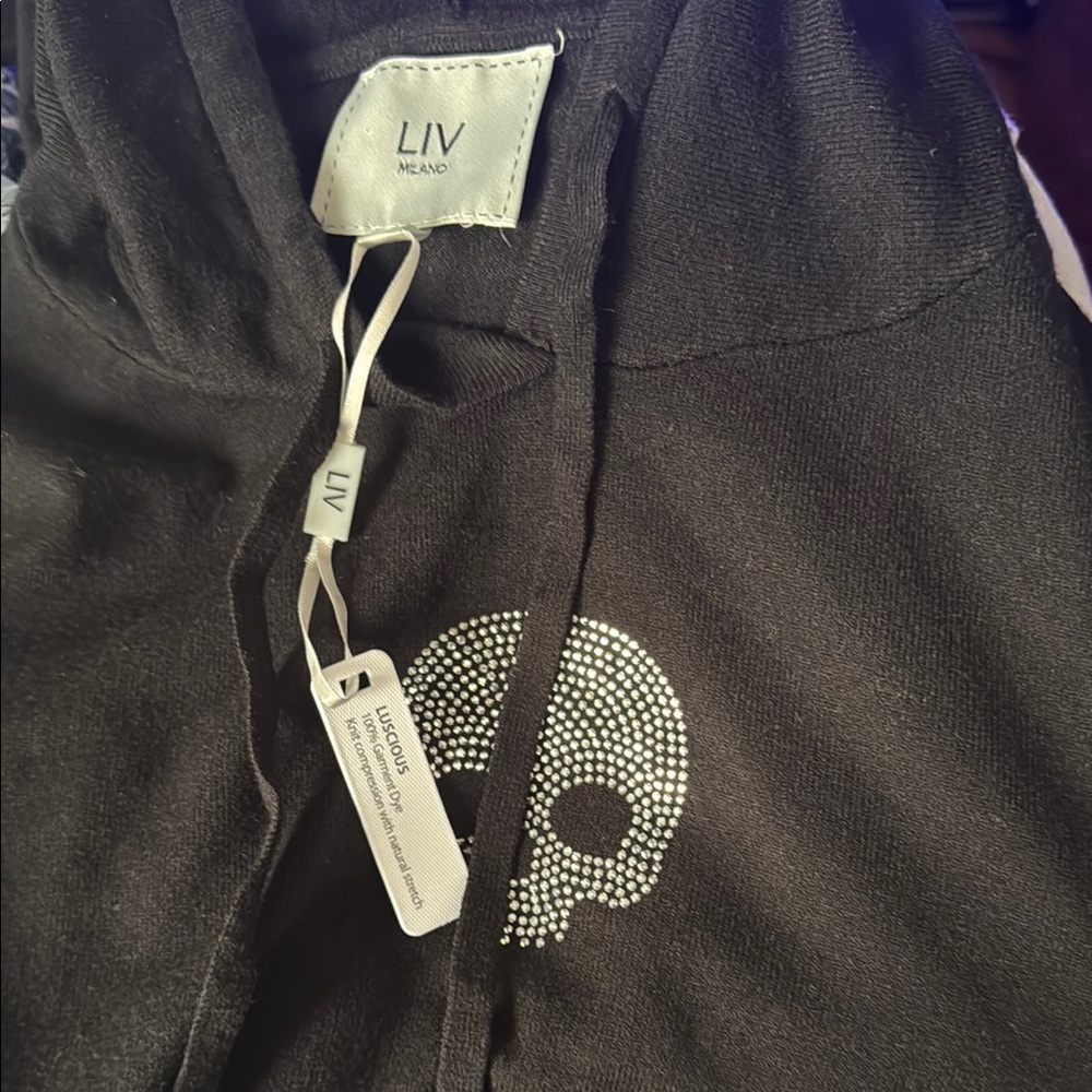 LIV Black Hoodie with Skull Design
